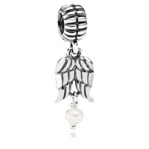 NWOT Pandora Sterling Silver Guardian Angel Dangle Charm with Pearl 790975P
